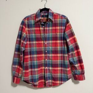 Ralph Lauren Madras Button-Front Shirt Red Plaid Medium